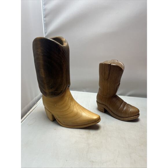 Unbranded Other - 2 Vintage Hand Carved Wood Cowboy Boots Folk Art Western Americana